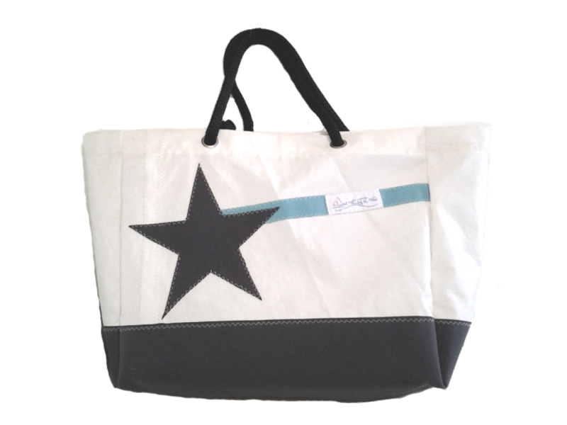 PETIT SAC DE PLAGE FOND ETOILE ANTHRACITE BANDE TURQUOISE PETIT SAC DE PLAGE FOND ETOILE ANTHRACITE BANDE TURQUOISE