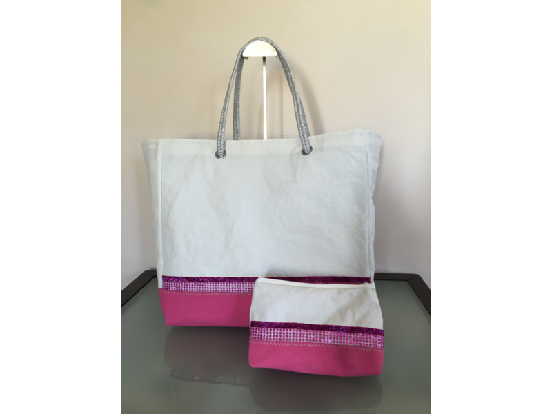 PETIT SAC DE PLAGE FOND FUSHIA STRASS FUSHIA GALON PAILLETTES ROS PETIT SAC DE PLAGE FOND FUSHIA STRASS FUSHIA GALON PAILLETTES ROS