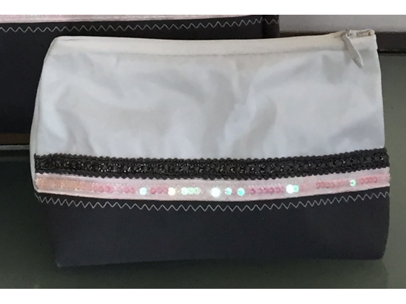 POCHETTE FOND ANTHRACITE GALON SEQUINS ROSE TRESSE GRISE POCHETTE FOND ANTHRACITE GALON SEQUINS ROSE TRESSE GRISE