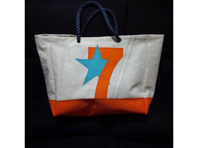 PETIT SAC DE PLAGE FOND ET CHIFFRE 7 ORANGE ETOILE TURQUOISE PETIT SAC DE PLAGE FOND ET CHIFFRE 7 ORANGE ETOILE TURQUOISE