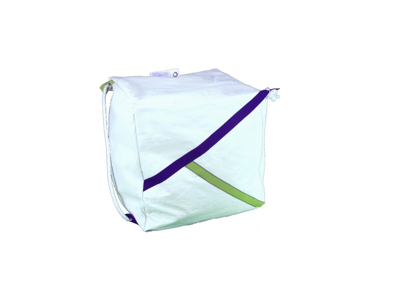 POUF CUBE BANDES VERT MARINE POUF CUBE BANDES VERT MARINE